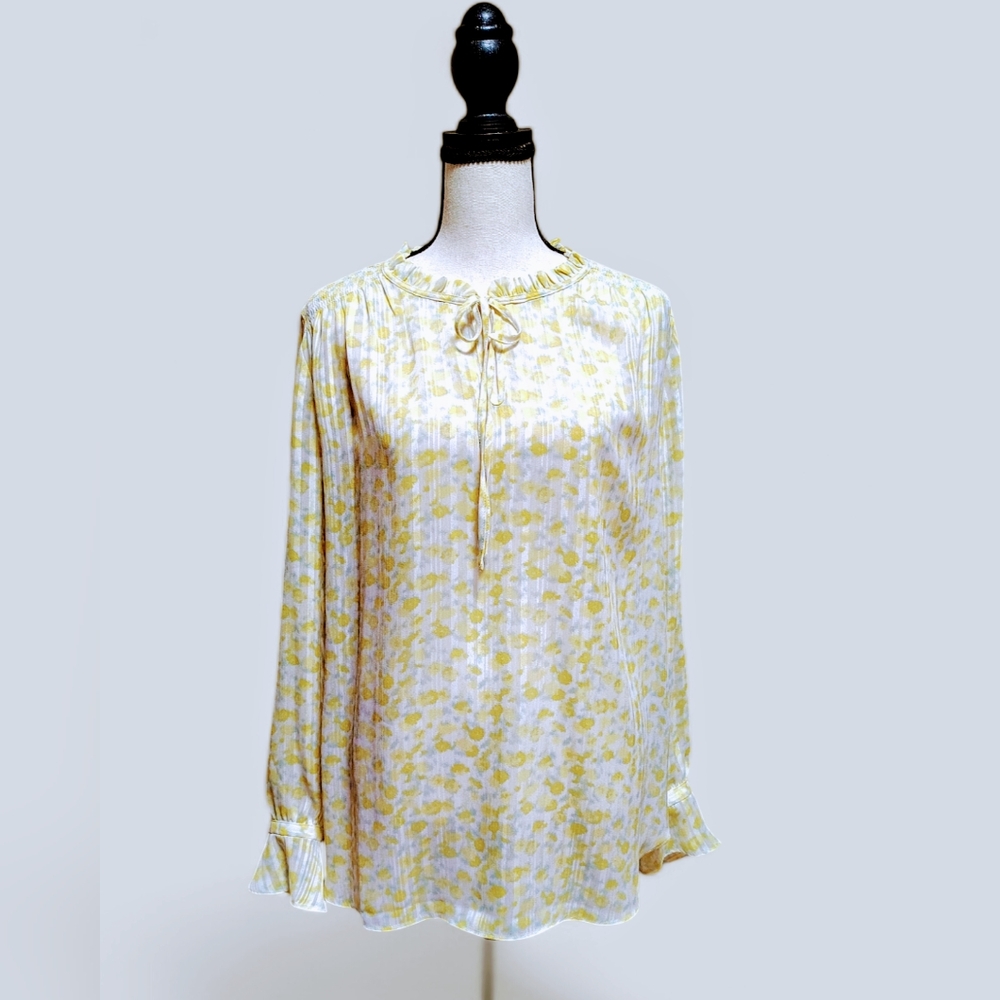 Rose+Olive Watercolor Sheer Women's Blouse Size XL